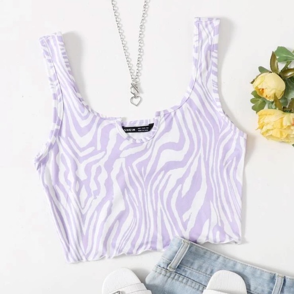 SHEIN Tops - Y2K zebra crop top